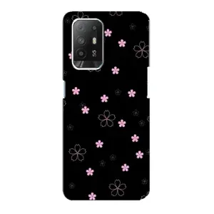 Чохол з розовим принтом для Oppo F19 Pro Plus 5G (Рожеві квіти на чорному)