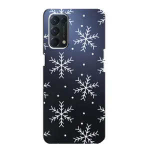 Зимні Чохли для OPPO Знайти ХЗ Лайт - прозорий фон (Білі сніжинки)