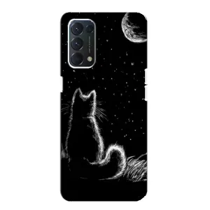 Чехол с принтом для Oppo Find X3 Lite (AlphaPrint) Модные коты (Котик и луна)