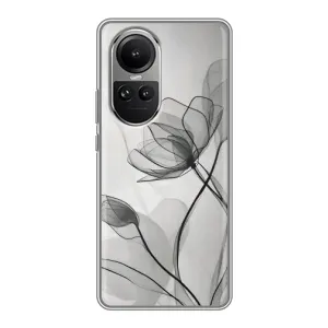 Чохол з квітковим принтом на OPPO Reno 10 Про (Чорні квіти)