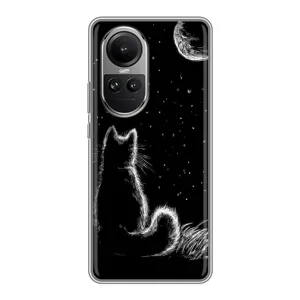 Чохол з принтом для Oppo Reno 10 Pro (AlphaPrint) Модні коти (Котик і місяць)
