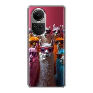 Чохол з принтом стильні тварини для OPPO Reno 10 Про (Лами в окулярах)
