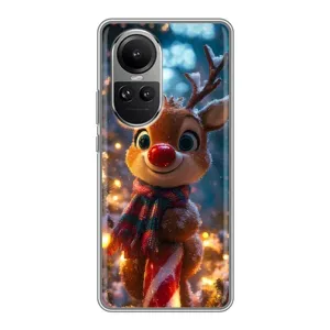 Яскравий чохол для OPPO Reno 10 Pro з Зимові Оленята (Олень з шарфом)