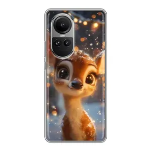 Яскравий чохол для OPPO Reno 10 Pro з Зимові Оленята (Оленятко серед гірлянд)