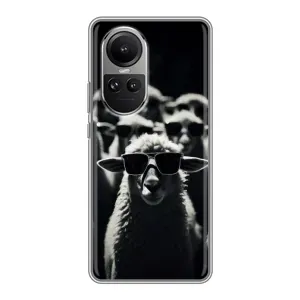Чохол з принтом стильні тварини для OPPO Reno 10 Про (Овечка в окулярах)