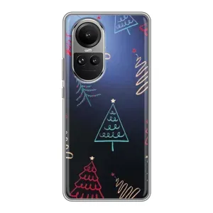 Зимні Чохли для OPPO Reno 10 Про - прозорий фон (Різдвяні ялинки)