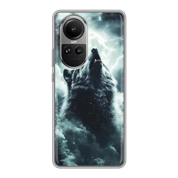 Чохол з принтом «Вовк у хмарах» для OPPO Reno 10 Pro