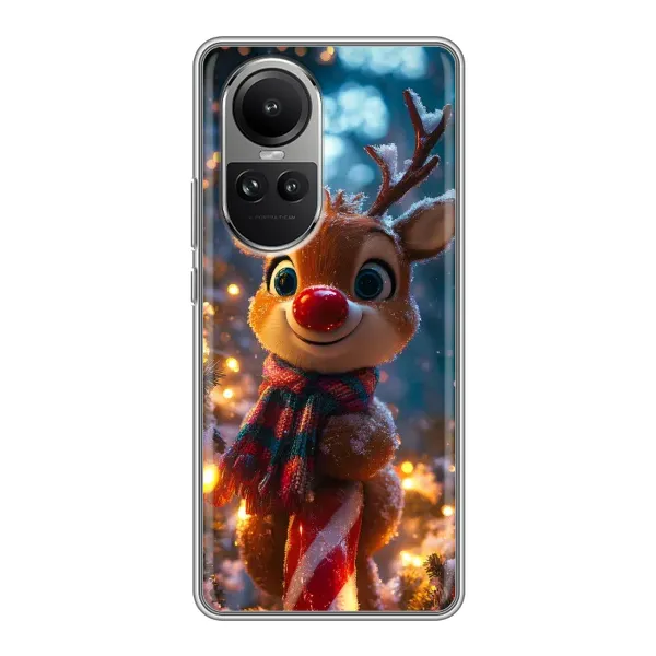 Чехол с принтом «Олень с шарфом» для OPPO Reno 10