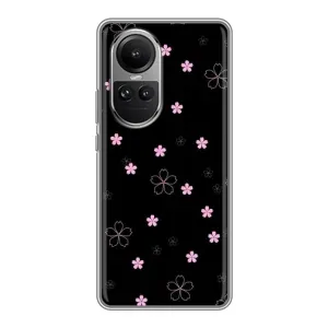 Чехол с принтом «Розовые цветы на черном» для OPPO Reno 10