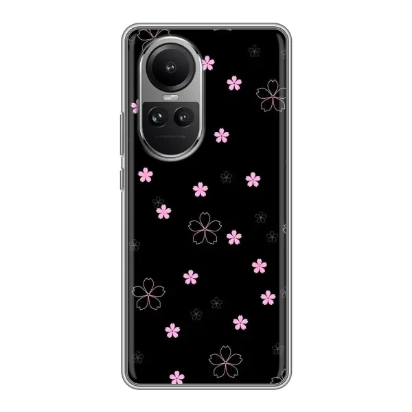 Чехол с принтом «Розовые цветы на черном» для OPPO Reno 10 Чехол с принтом «Розовые цветы на черном» для OPPO Reno 10