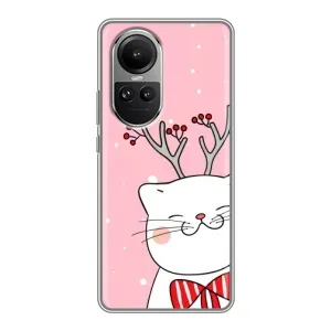 Новогодние Чехлы для Оппо Рено 10 (VPrint) (Зимний кот)