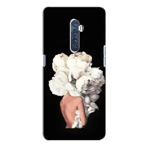 Чехлы (ART) Цветы на Oppo Reno 2 (VPrint) (Белые цветы)