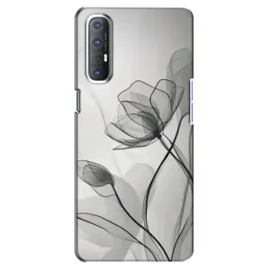 Чохол з квітковим принтом на OPPO Reno 3 Pro (Чорні квіти)