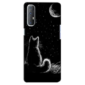 Чохол з принтом для Oppo Reno 3 Pro (AlphaPrint) Модні коти (Котик і місяць)