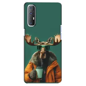 Чохол з принтом стильні тварини для OPPO Reno 3 Pro (Лось з кавою)
