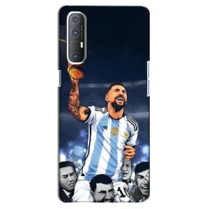 Чехлы для Oppo Reno 3 Pro (Leo чемпион) (AlphaPrint) (Месси с кубком)