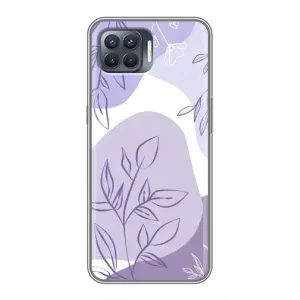 Силконовий чохол з принтом в квітах на OPPO Reno 4 Lite (Фіолетове листя абстракція)