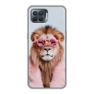 Чохол з принтом стильні тварини для OPPO Reno 4 . (Лев в окулярах)