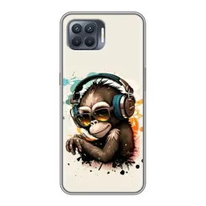 Чохол з Мавпами OPPO Reno 4 Lite - (AlphaPrint) (Макака в навушниках)