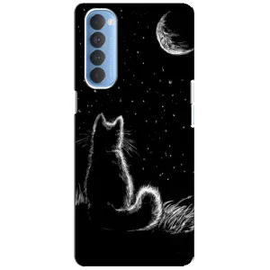 Чохол з принтом для Oppo Reno 4 Pro (AlphaPrint) Модні коти (Котик і місяць)