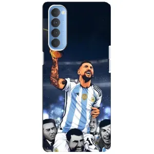 Чехлы для Oppo Reno 4 Pro (Leo чемпион) (AlphaPrint) (Месси с кубком)
