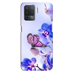 Чехлы с Цветами для OPPO Reno 5 Lite (VPrint) (Бабочка на цветочке)