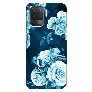 Чехлы (ART) Цветы на OPPO Reno 5 Lite (VPrint) (Голубые Бутоны)