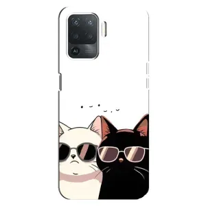 Чехол с рисунком кот на OPPO Reno 5 Lite (Коты в очках)