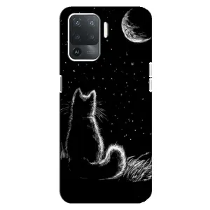 Чехол с принтом для OPPO Reno 5 Lite (AlphaPrint) Модные коты (Котик и луна)