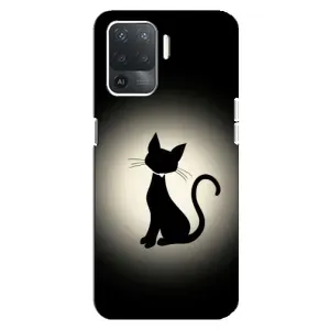 Чехол с принтом для OPPO Reno 5 Lite (AlphaPrint) Модные коты (Силуэт котика)