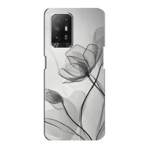 Чохол з квітковим принтом на OPPO Рeнo 5з (Чорні квіти)