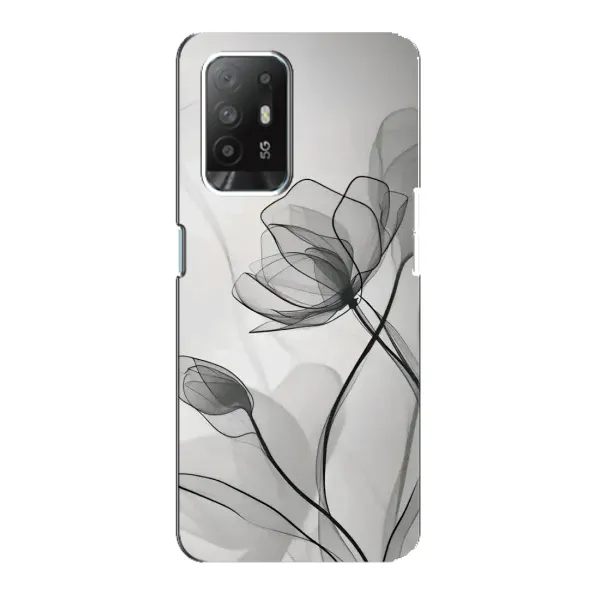 Чохол з принтом «Чорні квіти» для OPPO Reno 5z Чохол з принтом «Чорні квіти» для OPPO Reno 5z
