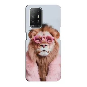 Чохол з принтом стильні тварини для OPPO Рeнo 5з (Лев в окулярах)