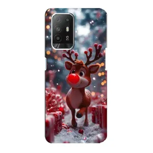 Яркий чехол для OPPO Reno 5z с Зимними Оленятами (Олень среди подарков)