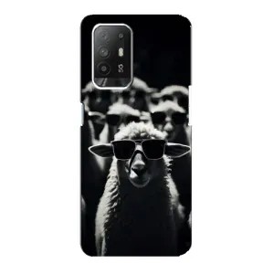 Чохол з принтом стильні тварини для OPPO Рeнo 5з (Овечка в окулярах)