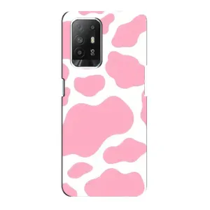 Чохол з принтом корови на OPPO Рeнo 5з (Рожевий принт)