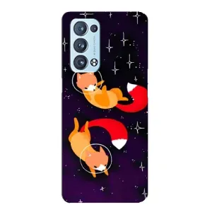 Чехол с принтом «Лисички космонавты» для OPPO Reno6 Pro Plus 5G