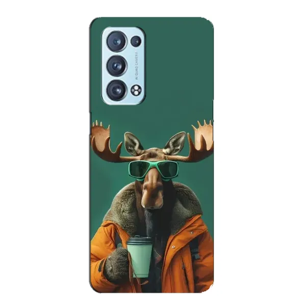 Чехол с принтом «Лось с кофе» для OPPO Reno6 Pro Plus 5G