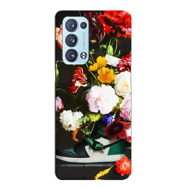 Чохол з принтом «Nike цветы» для OPPO Reno6 Pro Plus 5G