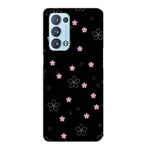 Чехол с принтом «Розовые цветы на черном» для OPPO Reno6 Pro Plus 5G