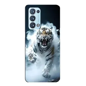 Чехол с картинкой «Хищники» для Oppo Reno6 Pro Plus 5G (Белый тигр в дыму)
