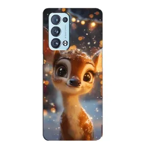 Яскравий чохол для OPPO Reno6 Pro 5G з Зимові Оленята (Оленятко серед гірлянд)