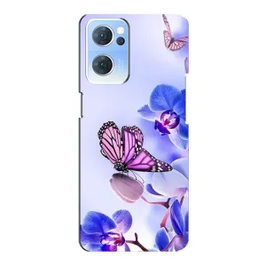 Чехлы с Цветами для Oppo Reno7 5G (VPrint) (Бабочка на цветочке)
