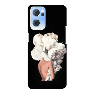 Чехлы (ART) Цветы на Oppo Reno7 5G (VPrint) (Белые цветы)