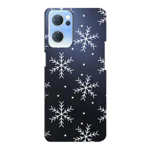 Зимні Чохли для OPPO Reno7 5G - прозорий фон (Білі сніжинки)