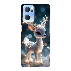 Яркий чехол для OPPO Reno7 5G с Зимними Оленятами (Блестящий олененок)