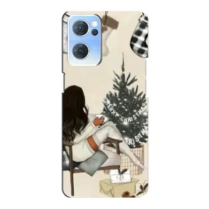 Різдвяні, Святкові Чохли для OPPO Reno7 5G (Дівчина з ялинкою)