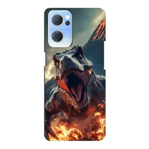 Чохол з картинкою 'Хижаки' для Oppo Reno7 5G (Вогняний динозавр)