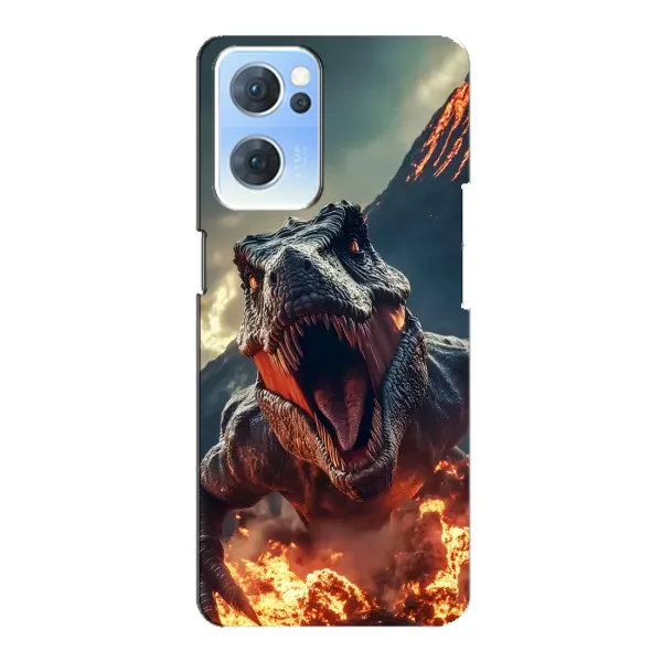 Чохол з принтом «Вогняний динозавр» для OPPO Reno7 5G