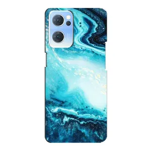 Мраморный чехол на Oppo Reno7 5G (VPrint) (Голубой мрамор)